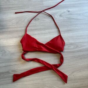 Red Wrap Bikini Top